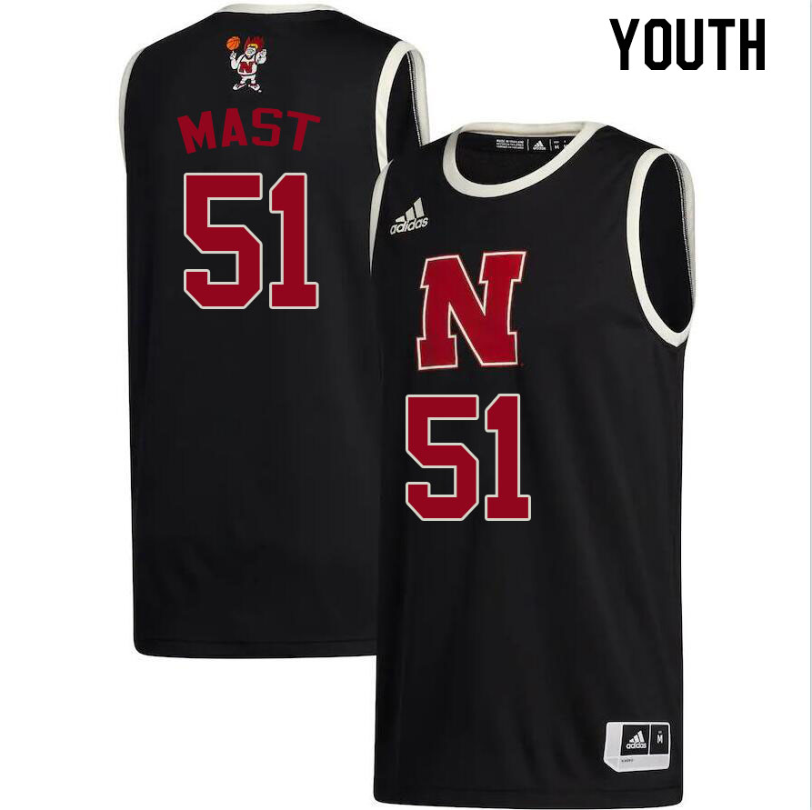 Youth #51 Rienk Mast Nebraska Cornhuskers College Basketball Jerseys Stitched Sale-Black - Click Image to Close